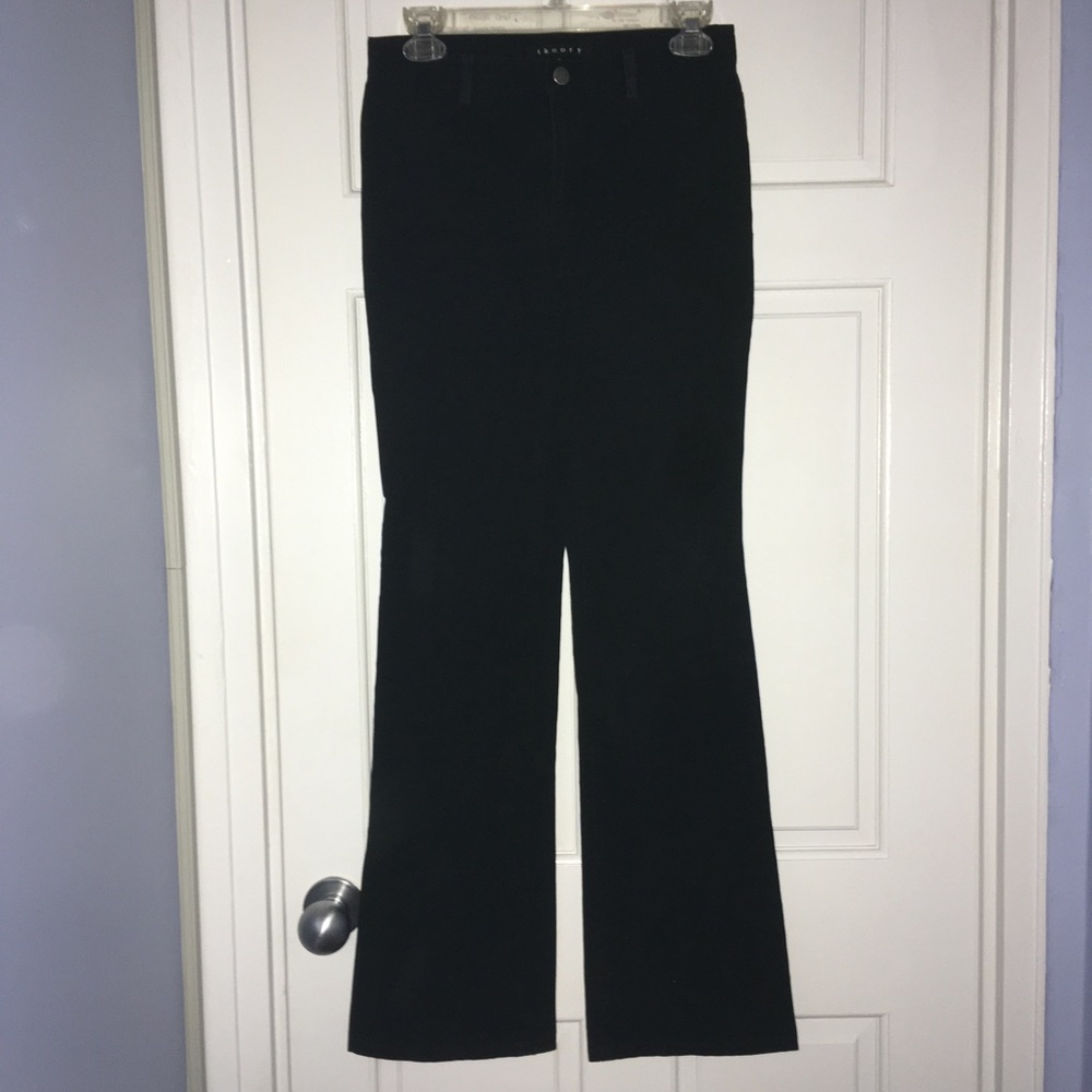 Theory black cotton stretch pants